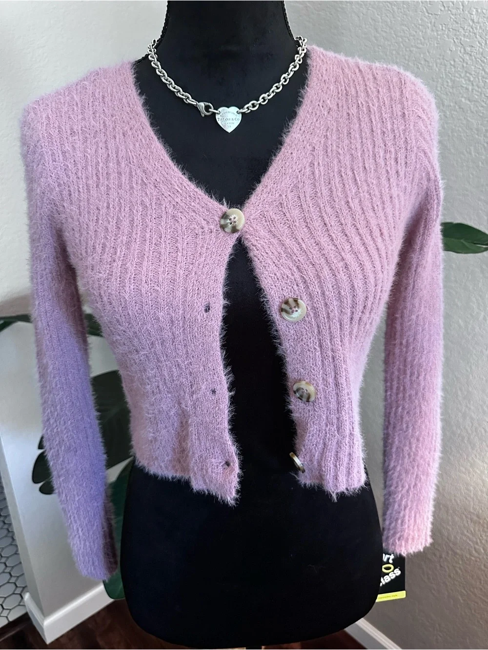 art class Lilac Fuzzy Cropped Cardigan
